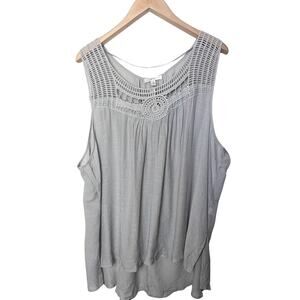 NWT Spense Woman Crochet Blouse Tank Plus Size 3X Gray